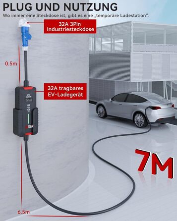 Кабель для зарядки електромобіля Type 2 Schuko 3.6 кВт, 7м, IP65, 16A, Mode 3