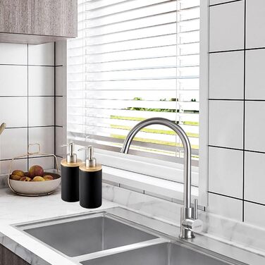 Дозатор для мила з кераміки, 500 мл, з металевим насосом, 2 шт. (білий/чорний)