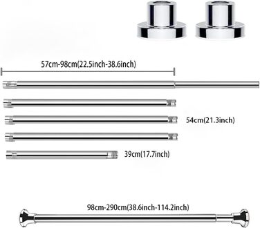 Телескопічна штанга для душу/ванни Siler без свердління, з нержавіючої сталі, регульована, 48-200 см, біла