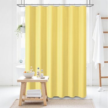 Шторка для душу BTTN вафельна, 180x200 см, антигрибкова, важка, водонепроникна, текстильна, з 12 гачками, зелена