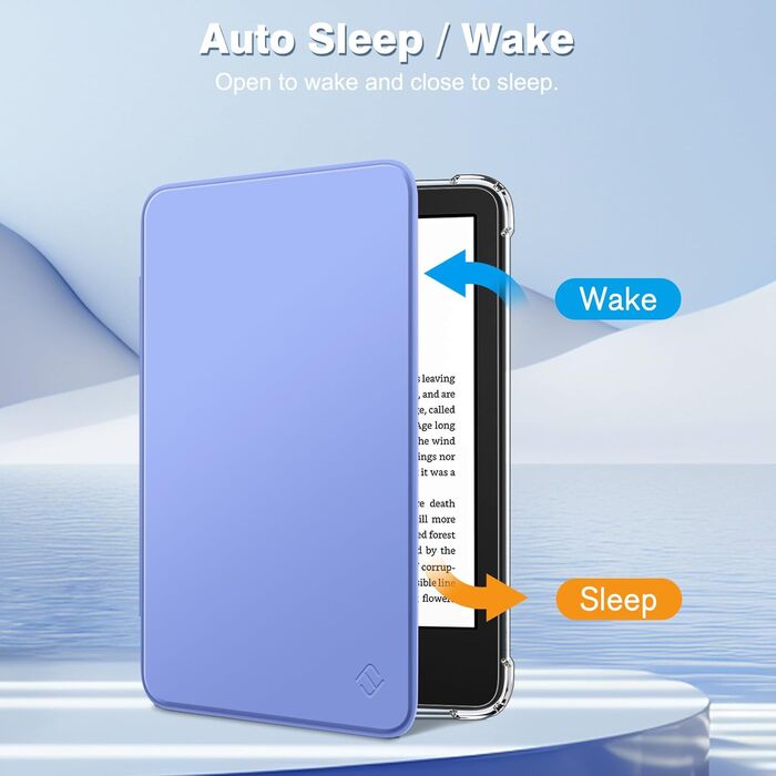 Чохол Fintie для Kindle 6 (11 покоління) 2024/2022, прозорий, м'який TPU, з авто-сном/пробудженням, Agavengrün (Ultramarinblau)