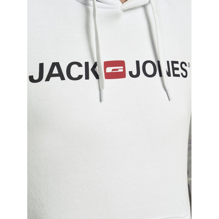 Чоловічий худі з капюшоном JACK & JONES з логотипом, білий, розмір M