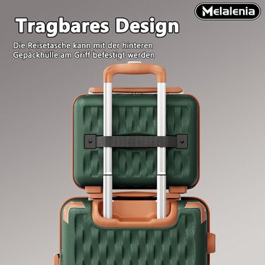 Набір валіз Melalenia 7 предметів з жорстким корпусом, легкий, на 4 колесах з TSA-замком. Включає косметичку, сумку для подорожей та кулькову сумку (зелений, 53см, набір ручної поклажі 4 предмети)