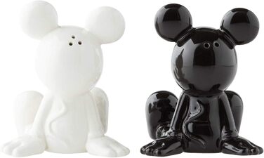 Enesco Disney Ceramics Salt and Pepper Shakers Mickey Mouse, Sitting, 8.9 cm, Black and White