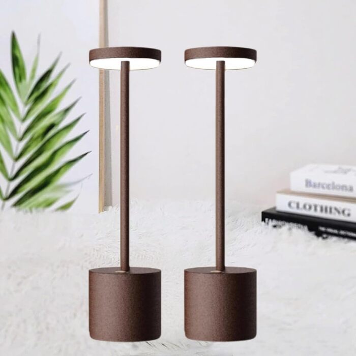 LED акумуляторна настільна лампа бездротова, 5000mAh, USB-зарядка, регулювання яскравості, 3 кольорові режими, для відпочинку на вулиці, нічника, обіднього столу, балкону, робочого столу – (2 шт.)