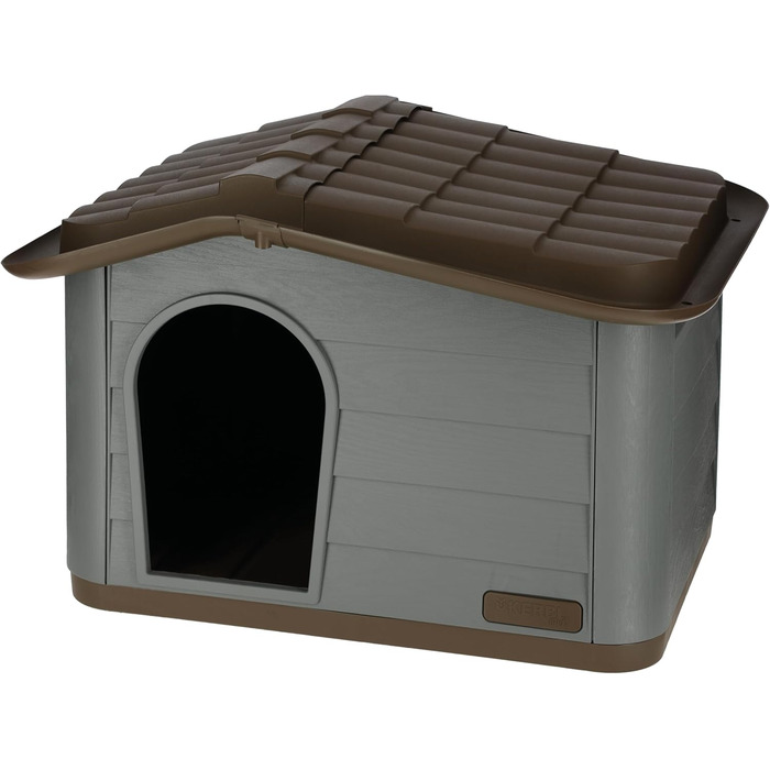 Kerbl Cat House Paola Eco (Cat Shelter UV and Weather Resistant, Cat Cave Indoor and Outdoor, Pet House, 60 x 51 x 41 cm, grey-green/brown) 81341