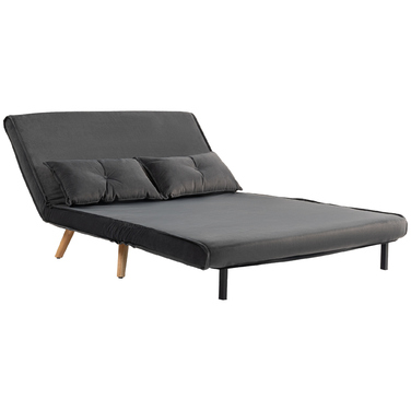 HOMCOM 2-Seater Sleeper Sofa, Convertible Sofa Bed, Adjustable Backrest, Fabric Upholstery, Metal Frame, Gray