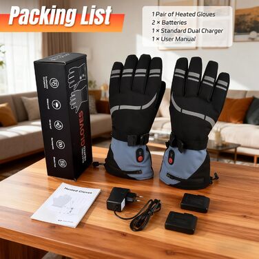 Обогревні рукавички для жінок та чоловіків 7.4V 6400mAh, акумуляторні, 3 режими нагріву, водонепроникні, сенсорні, для мотоцикла, лиж, скелелазіння, піших прогулянок, універсальний розмір