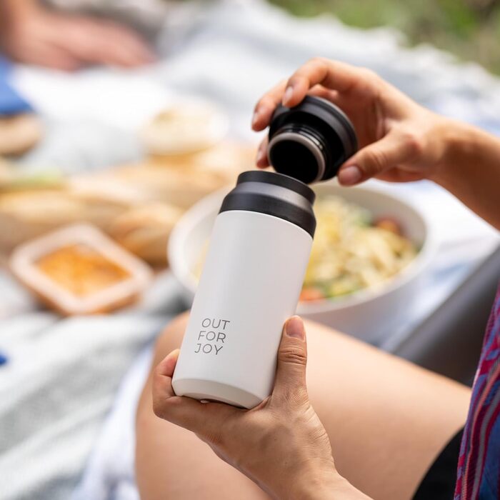 Термокружка з нержавіючої сталі 350 мл | Термокружка для кави та чаю на винос | З подвійними стінками, ізольована, не протікає | Travel Tumbler | Зберігає тепло 4 години / холод 8 годин (Білий Шовк)