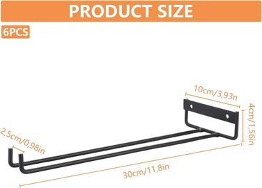 Тримачі для келихів WOPPLXY (6 шт.) - чорні, металеві, 30 см, для ресторану, бару, кухні