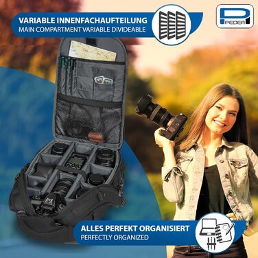 Рюкзак для DSLR-камери Pedea: стильний фоторюкзак з водонепроникним чохлом та змінною внутрішньою перегородкою (чорний)
