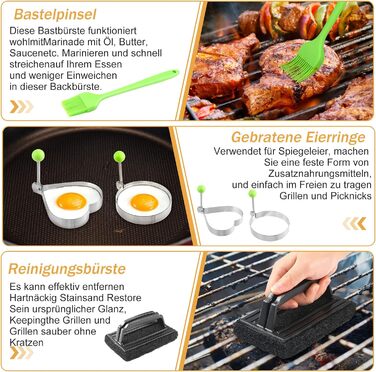 Набір гриль-посуду zycBernoi: 19 аксесуарів для гриля, метал, прес для бургерів, дзвоник, сумка для барбекю