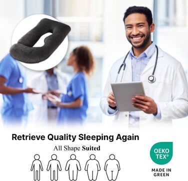 Подушка для вагітних ALLOPERA 145 см, повного тіла з знімним чохлом - підтримка спини, шиї, плечей, ніг, живота. Велюрова обкладинка (Чорний/Сірий)