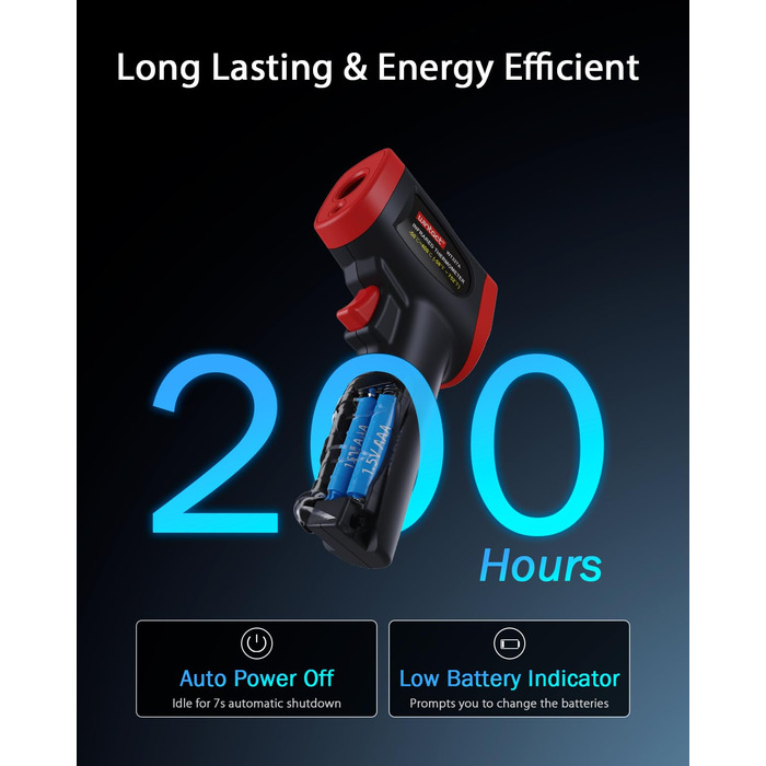 Інфрачервоний термометр Wintact WT327A: вимірювання температури безконтактно до 400°C для кухні, піци, холодильника, промисловості (не для людей)