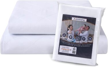 Aimtton 2-Pack Washable Incontinence Pad 86 x 132 cm Absorbent Nonwoven Mattress Cover Waterproof and Washable, Blue-White
