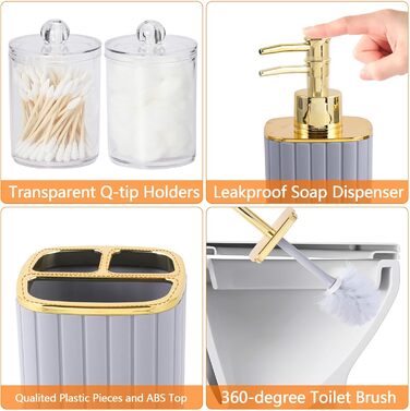 Набір аксесуарів для ванної кімнати RotateGold-Gray (10 шт., сірий)