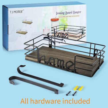 Настінна вішалка для праски TJ.MOREE з кошиком для зберігання та гачками (чорна)
