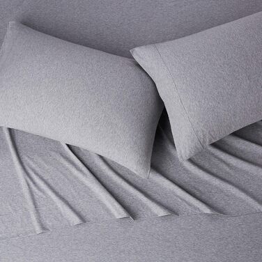 Amazon Basics 4-Piece Jersey Sheet Set, for King Size Beds, Light Grey, Solid