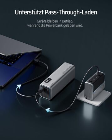 Power Bank CUKTECH 20000mAh 65W з дисплеєм, швидка зарядка USB-C PD 3.0 для iPhone, Samsung, Xiaomi, MacBook, ноутбуків