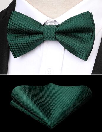 Метелик для чоловіків Enlision з кишеньковим хустинкою - Комплект краватка-метелик для чоловіків на весілля, готовий до зав'язування, костюм, краватка та хустинка з подарунковою коробкою (Зелений 2)