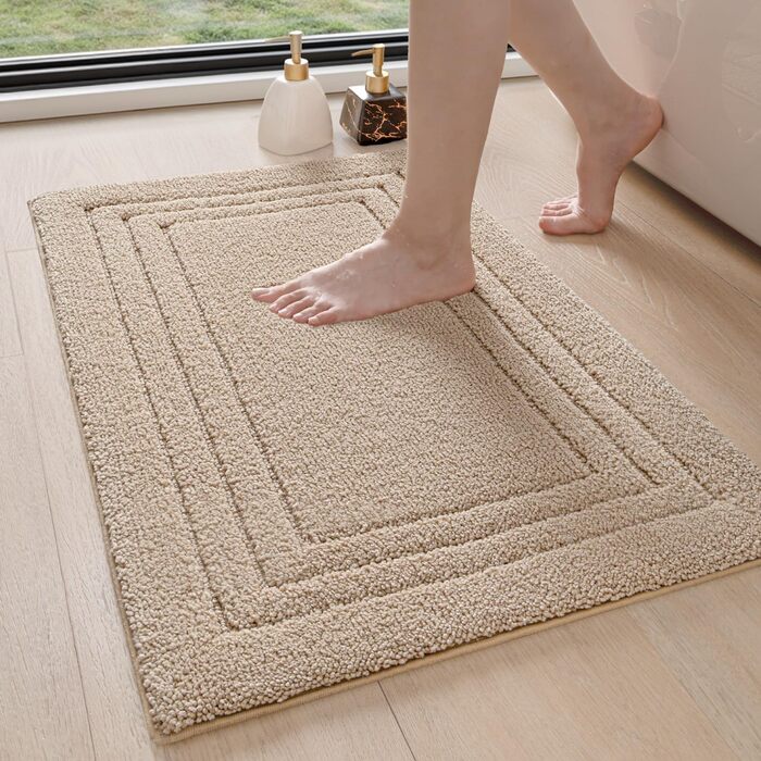 Килимок для ванної кімнати DEXI, м'який, нековзний, миючий, 50 x 80 см, бежевий