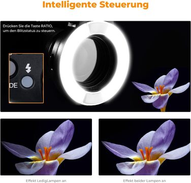 Кольцевий світловий прилад K&F Concept TTL для Nikon DSLR, GN 14, з AF-підсвічуванням та адаптерними кільцями