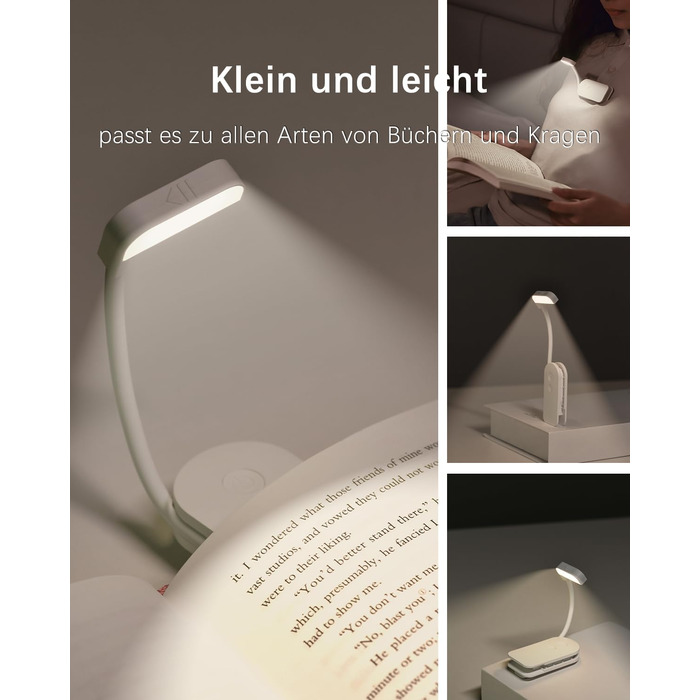 LED-лампа для читання з USB-зарядкою, 9 світлодіодів, 3 режими температури кольору, регульована яскравість, гнучкий поворот на 360°, для читання в ліжку