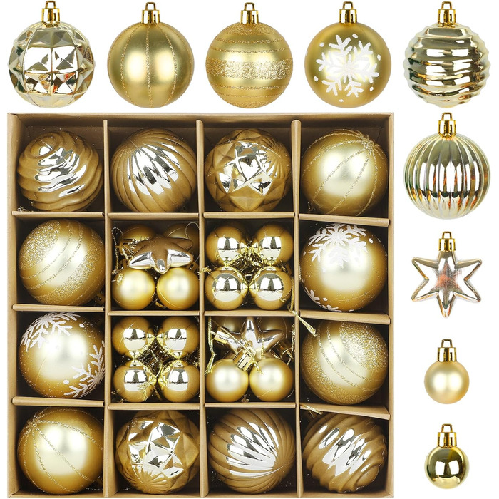 Набір прикрас на ялинку 44 шт. (6см та 3см), блакитний та сріблястий, для дому та вулиці