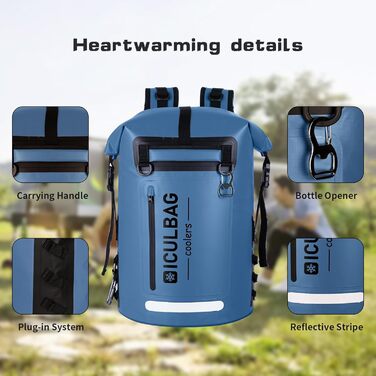Рюкзак-холодильник Iculbag 35L для дорослих, 48 літрів, армійсько-зелений (блакитний)