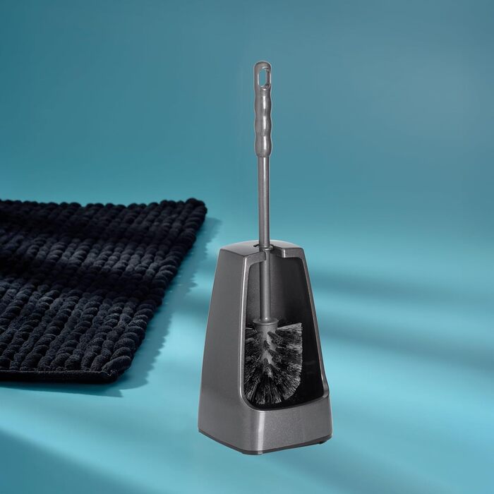 Набір для чищення унітазу Levin, щітка з контейнером, 38 см, темно-сірий