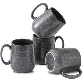 Набір кавових чашок Hasense, темно-сірий, 4 шт., 340 мл, для кави, чаю, молока, какао, з великою ручкою, придатні для миття в посудомийній машині та використання в мікрохвильовці