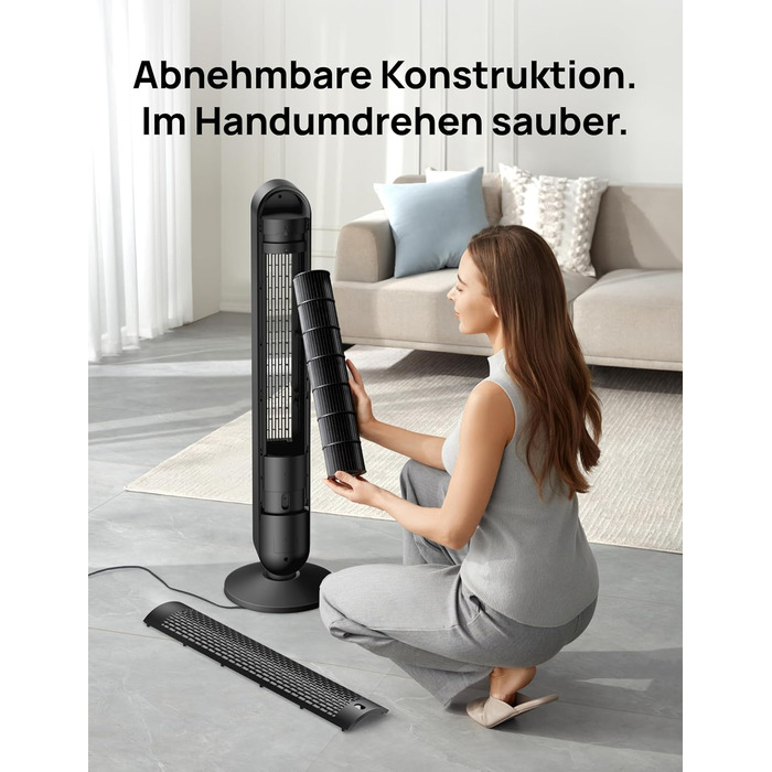 Дрео розумний вентилятор з мотором DC 20dB, 11 м дальность, з пультом керування, 9 режимів, 4 моди, 90° осциляція, голосове керування, таймер 12H, Wi-Fi, для спальні