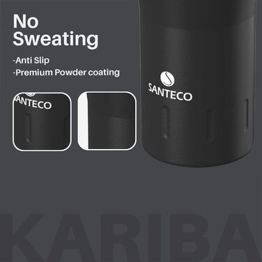 Термокружка SANTECO з нержавіючої сталі 18/8, подвійні стінки, ізольована, 350 мл, темно-зелена, з прозорою кришкою, BPA-free, витримує до 6 годин тепла, 100% без витоку