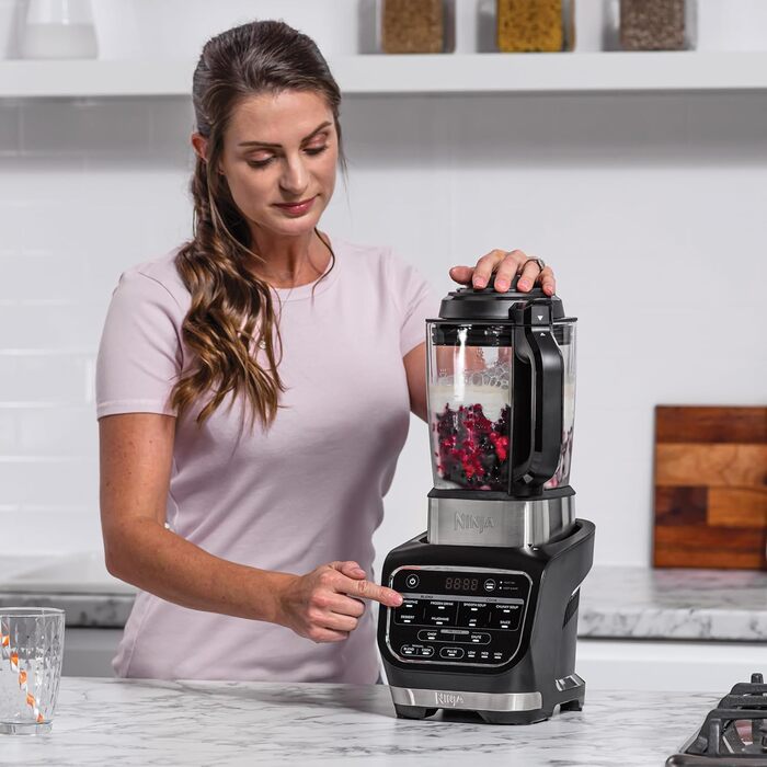 Ninja Foodi Hot & Cold Blender with Auto-iQ Programs - 1.7L Glass Jug, 1000W, Includes Masher & Cleaning Brush