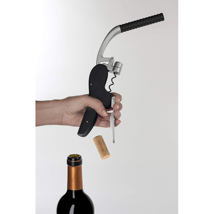Arcos Wine Opener - Black & Gray Ergonomic Corkscrew with ABS & Zinc Alloy Handle