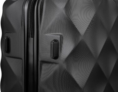 Чемодан British Traveller Mittelgroßer, 64x43x26.5 см, ABS+PC, TSA-замок, 4 колеса, чорний (M, 57L)