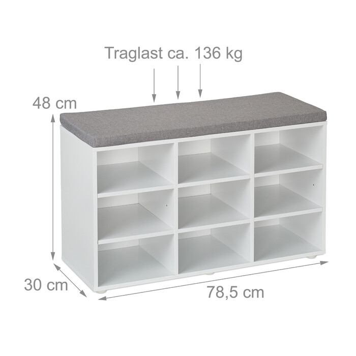 Relaxdays shoe bench with padded seat