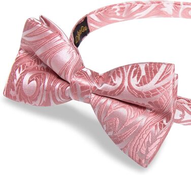 Метелик чоловічий DiBanGu Seide Paisley темно-рожевий (7001) з нагрудною хустинкою, шпилькою та запонками для весілля, вечірки, випускного