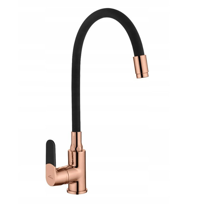 Кухонний змішувач Invena Rose Gold, чорний
