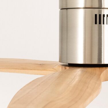 Вентилятор стельовий Windcalm M/ з підсвічуванням, Нікель, імітація світлого дерева, з пультом, 40W, Ø132cm, таймер, DC-двигун, літньо-зимовий режим