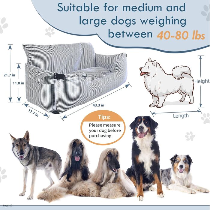 Автомобільний лежак для собак великих порід до 36 кг, з кріпленнями та неслизькою підкладкою