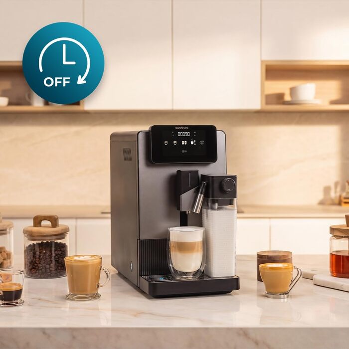 Кавомашина автоматична Cecotec Cremmaet Latte Art Elite 1500 Вт, 19 бар, керамічні жорна, 1.1л + 400мл, для капучино та лате