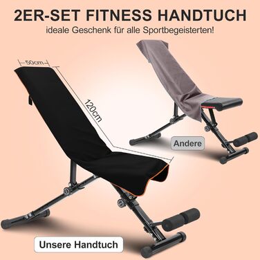 Набір спортивних рушників 2 шт. 120x50 см з кишенею на блискавці, мікрофібра, для тренажерного залу, швидке висихання, чорно-жовтий