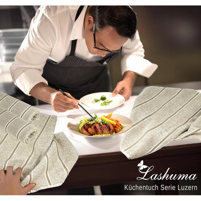 Lashuma Striped Towels 50x50 cm for the Kitchen, Lucerne Kitchen Towels Beige