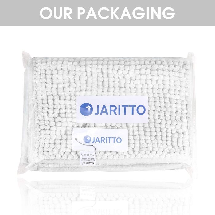 Килимок для ванної кімнати Jaritto з мікрофібри, 40x60 см, білий. Нековзкий, швидковисихаючий, для душу та туалету. Машинне прання.