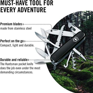Мультитул Victorinox Huntsman: Швейцарський  ніж з 15 функціями, чорний