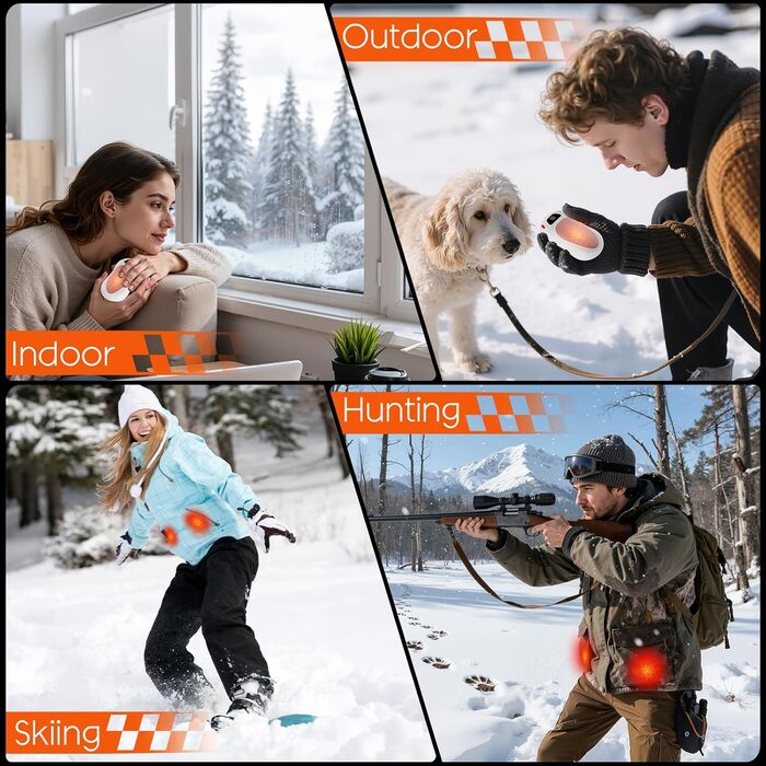 Електричні грілки для рук 2 шт. 12000 mAh з магнітним двостороннім нагріванням та цифровим індикатором температури та заряду батареї для відпочинку на природі/кемпінгу (Білий-Рожевий)