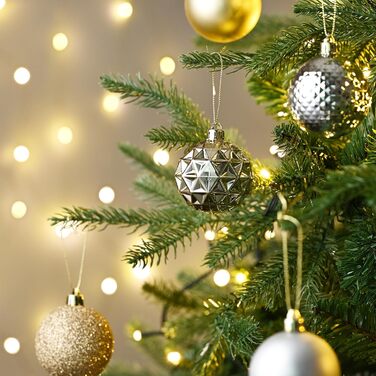 50 шт. прикраси на ялинку Valery Madelyn, 5 см, білий та золотий, з кріпленням, пластик, для ялинкової прикраси, знімна, міцна, сніжинки, для декору на Різдво