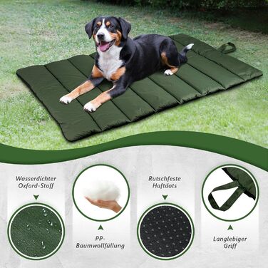 Водонепроникний килимок для собак 110 x 68 см, товстий, м'який, зручний, для подорожей, прання, кемпінгу, на вулицю (оливковий)