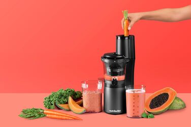 Nutribullet Slow Juicer, Cold Press Juicer, Fruit and Vegetable Extractor, Fruit Juice Press, Daily Use, 1.8 L Pulp Container, Black, NBJ500